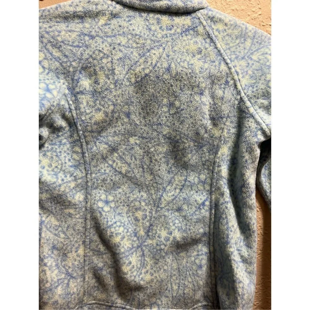 Columbia Girls Full Zip Blue Patterned Fleece Jacket Youth Size Medium 10/12